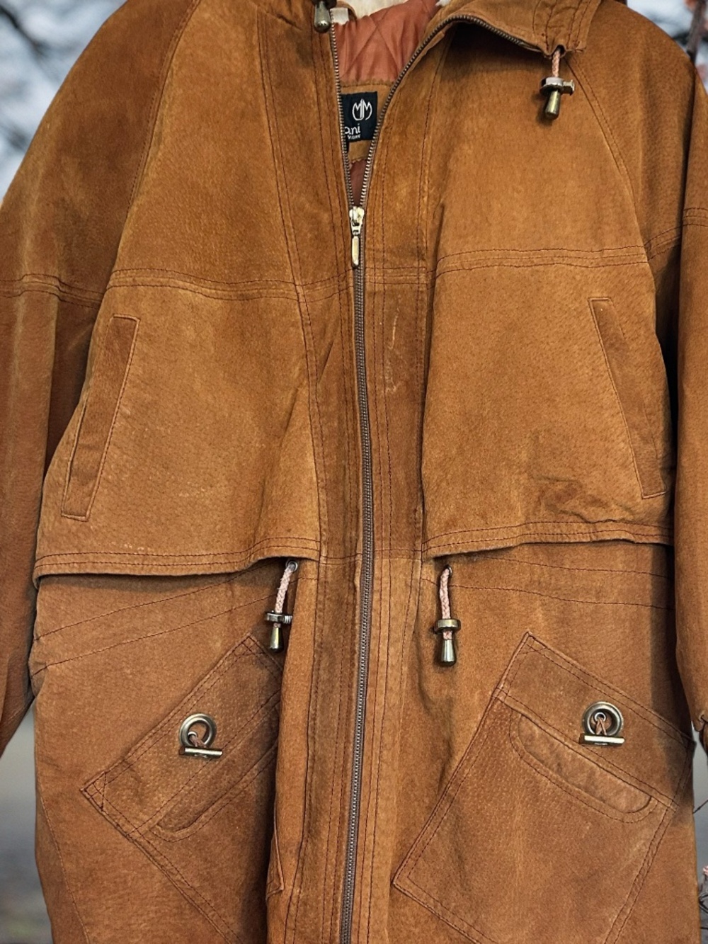 Vintage Marco Moroni Brown Leather Suede Coat Boho with Hood Medium - Picture 6 of 13